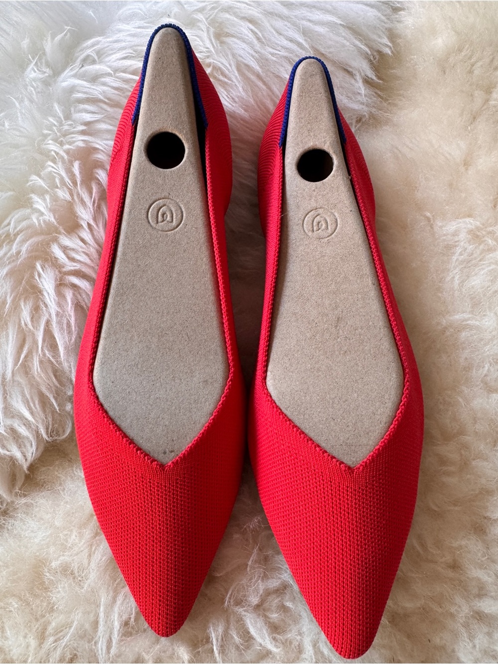 NIB Rothy's The Point Knit Flats in Flame Red